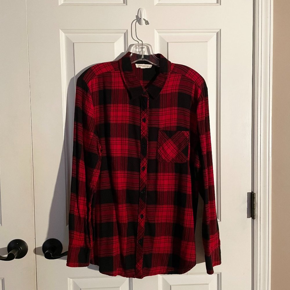 Flannel Button-Down with Flirty Back Detail